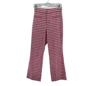 Zara Women's Size Small Pink Gingham Cotton Blend Dress Pants Preowned